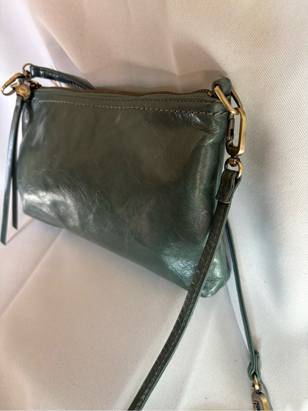 HOBO Green Leather Crossbody with Gold Hardware
